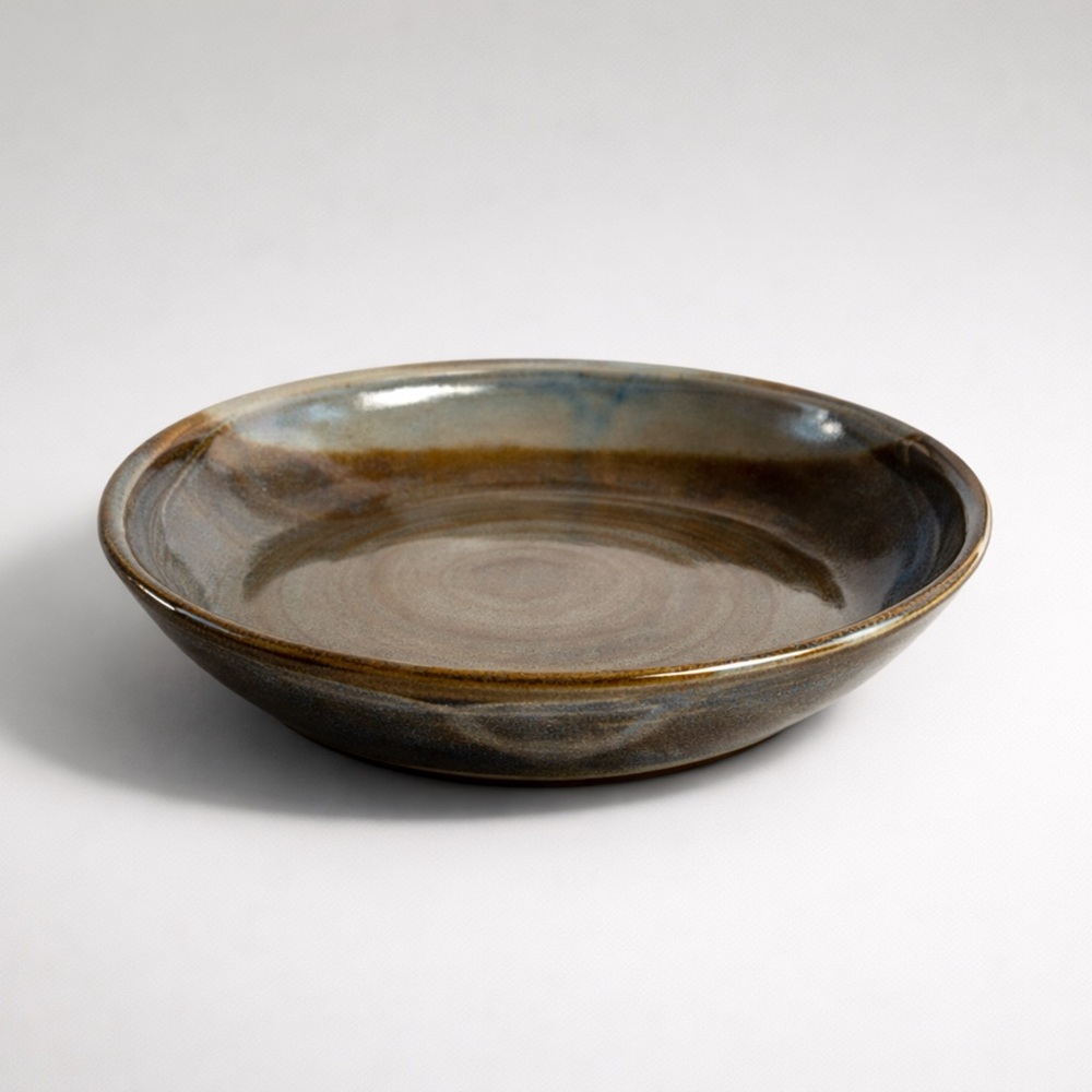 GORGEOUS‎ HANDMADE PIECE OF POTTERY NEUTRAL ORGANIC COLOURS OF AZURE BLUE/BROWNS